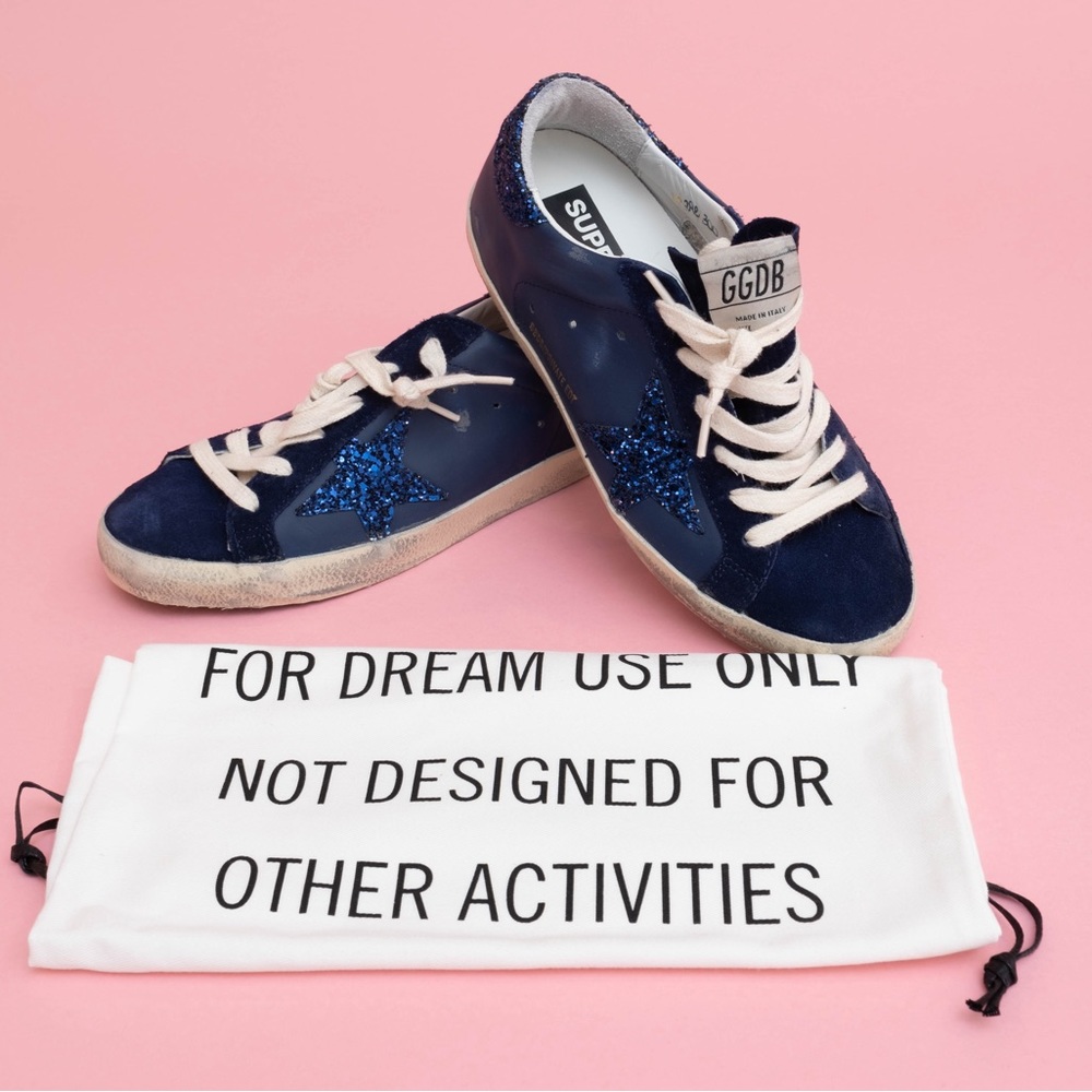 Authentic dark blue Golden Goose Superstars size 37 in excellent condition